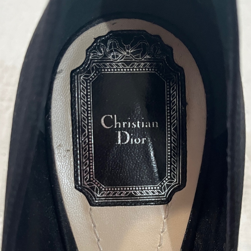Dior Black silk satin Heels with Silver rhinestone Accents - Picture 6 of 6